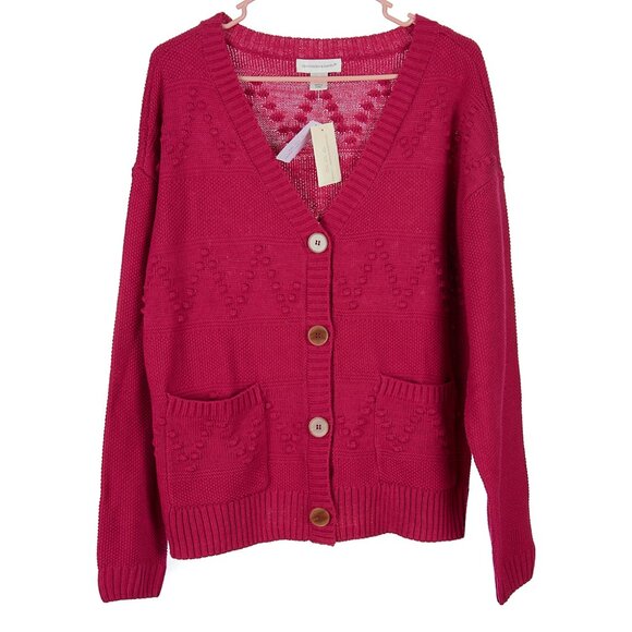 Christopher & Banks Sweaters - Christopher & Banks Pink Swiss Dot Cardigan Sweater Women's Medium NWT